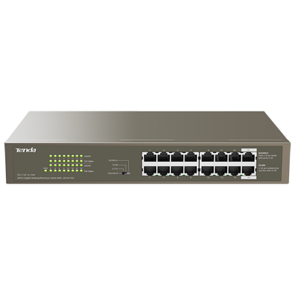 Switch 16 porturi Gigabit PoE - Tenda TND-TEG1116P-16-150W