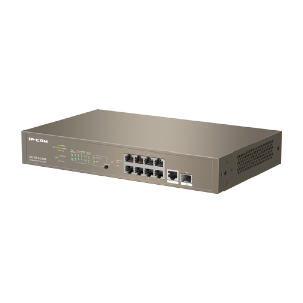 Switch 8 porturi PoE Gigabit, 1 port RJ45 Gigabit, 1 port SFP Gigabit, 1U, L3 Management - IP-COM G5310P-8-150W Switch 8 porturi PoE Gigabit, 1 port RJ45 Gigabit, 1 port SFP Gigabit, 1U, L3 Management - IP-COM G5310P-8-150W
