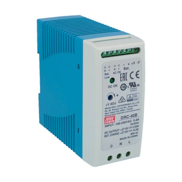 Sursa de alimentare in comutatie, 27.6V / 0.95A + 0.5A, sina DIN, backup - MEAN WELL DRC-40B Sursa de alimentare in comutatie, 27.6V / 0.95A + 0.5A, sina DIN, backup - MEAN WELL DRC-40B