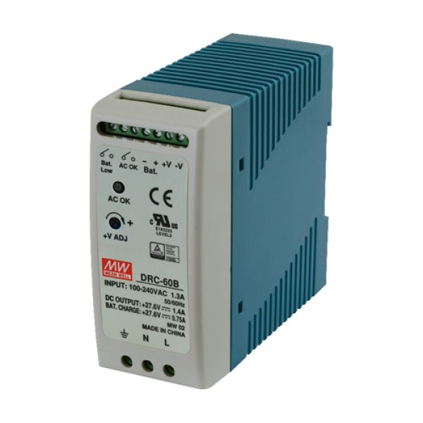 Sursa de alimentare in comutatie, 27.6V / 1.4A + 0.75A, sina DIN, backup - MEAN WELL DRC-60B Sursa de alimentare in comutatie, 27.6V / 1.4A + 0.75A, sina DIN, backup - MEAN WELL DRC-60B