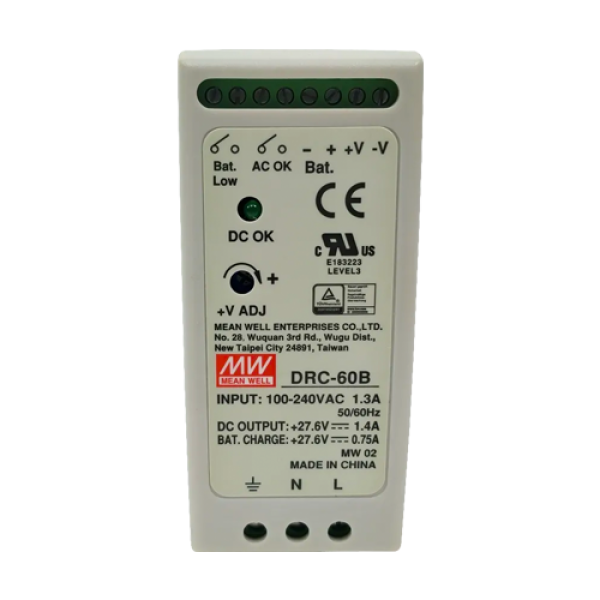 Sursa de alimentare in comutatie, 27.6V / 1.4A + 0.75A, sina DIN, backup - MEAN WELL DRC-60B Sursa de alimentare in comutatie, 27.6V / 1.4A + 0.75A, sina DIN, backup - MEAN WELL DRC-60B