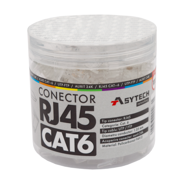 Mufa RJ-45 UTP Cat.6 (100 buc) RJ45-CAT6-JAR Mufa RJ-45 UTP Cat.6 (100 buc) RJ45-CAT6-JAR