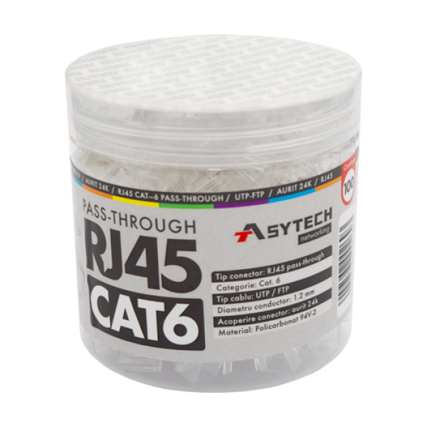 Mufa RJ-45 UTP Cat.6 EZ Passthrough (100 buc) RJ45-CAT6-EZ-JAR Mufa RJ-45 UTP Cat.6 EZ Passthrough (100 buc) RJ45-CAT6-EZ-JAR