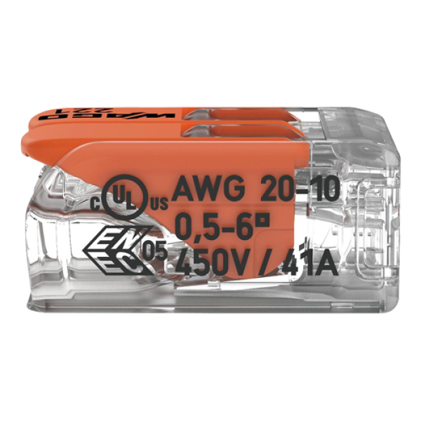 Conector derivatie 2 fire, max. 6 mmÂ² (50 buc.) - WAGO 221-612