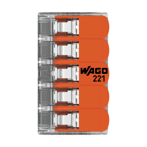 Conector derivatie 5 fire, max. 6 mmÂ² (15 buc.) - WAGO 221-615