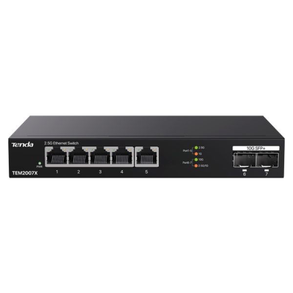 Switch 5 x RJ45 2.5G, 2 x SFP+ 10G - TENDA TND-TEM2007X