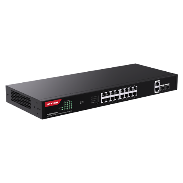 Switch 16 porturi Gigabit PoE, 2 x RJ45 Gigabit Uplink, 2 x SFP Gigabit, 1U - IP-COM G1120P-16-250W