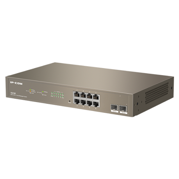 Switch 8 x RJ45 Gigabit, 2 x SFP Gigabit Uplink, Cloud Management - IP-COM G3310F Switch 8 x RJ45 Gigabit, 2 x SFP Gigabit Uplink, Cloud Management - IP-COM G3310F