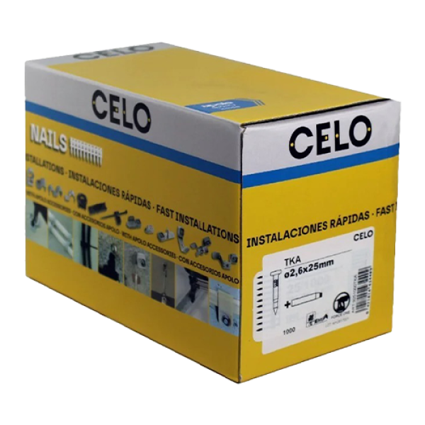 Cuie rezistente 25 MM TKA pentru pistol FOX (1000 buc.) + 1 cartus rezerva gaz - CELO 9251000TKA Cuie rezistente 25 MM TKA pentru pistol FOX (1000 buc.) + 1 cartus rezerva gaz - CELO 9251000TKA