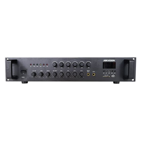 Amplificator Analog, 240W, 6 zone, 2xAUX, EMC IN, 2xMic, Bluetooth, USB, SD Card, MP3 - HIKVISION DS-QAE0A240G1-VB6