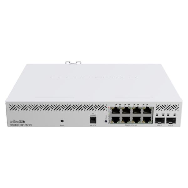 Switch, 8 x Gigabit PoE, 2 x SFP+ 10Gbps, Management - MikroTik CSS610-8P-2S+IN Switch, 8 x Gigabit PoE, 2 x SFP+ 10Gbps, Management - MikroTik CSS610-8P-2S+IN