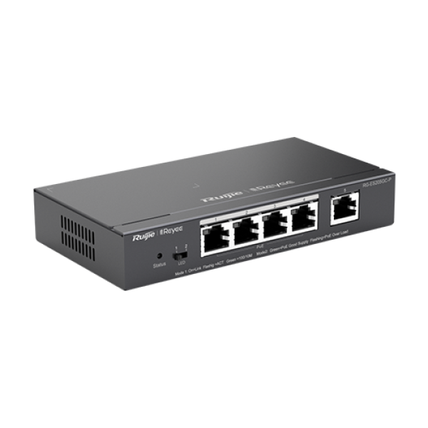 Switch 4 porturi PoE+ RJ45 Gigabit, 1 port uplink RJ45 Gigabit, L2 Cloud Management - Ruijie RG-ES205GC-P Switch 4 porturi PoE+ RJ45 Gigabit, 1 port uplink RJ45 Gigabit, L2 Cloud Management - Ruijie RG-ES205GC-P