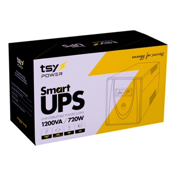 UPS TSY Power, 1200VA/720W, LCD, AVR-repornire automata, Management, 4 x Schuko, 2 x RJ45, 1 X USB type B TSY-MP-1K2-LCD