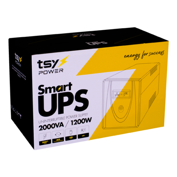 UPS TSY Power, 2000VA/1200W, LCD, AVR-repornire automata, Management, 4 x Schuko, 2 x RJ45, 1 X USB type B TSY-MP-2K0-LCD