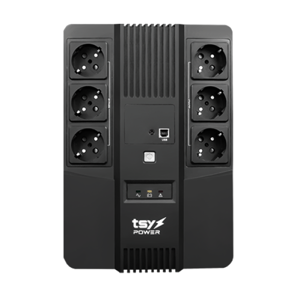 UPS TSY Power, 600VA/360W, LED, AVR-repornire automata, Management, 6 x Schuko, 2 x RJ45, 1 X USB type B TSY-D-0K6-LED
