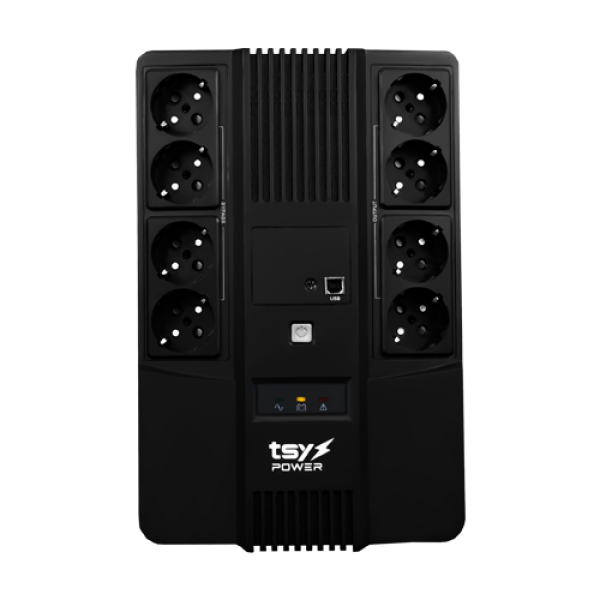 UPS TSY Power, 1000VA/600W, LED, AVR-repornire automata, Management, 8 x Schuko, 2 x RJ45, 1 X USB type B TSY-D-1K0-LED