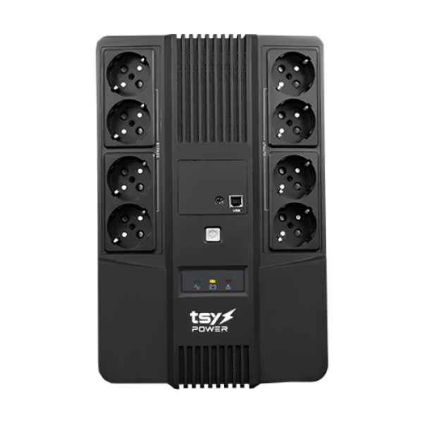 UPS TSY Power, 1000VA/600W, LED, AVR-repornire automata, Management, 8 x Schuko, 2 x RJ45, 1 X USB type B TSY-D-1K0-LED