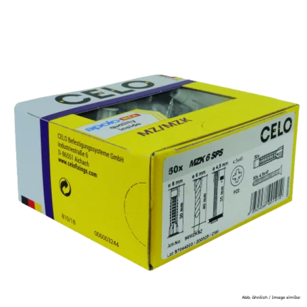 Diblu universal M6x40 cu guler + surub MZK (50 buc.) - CELO 9641MZKSZ Diblu universal M6x40 cu guler + surub MZK (50 buc.) - CELO 9641MZKSZ