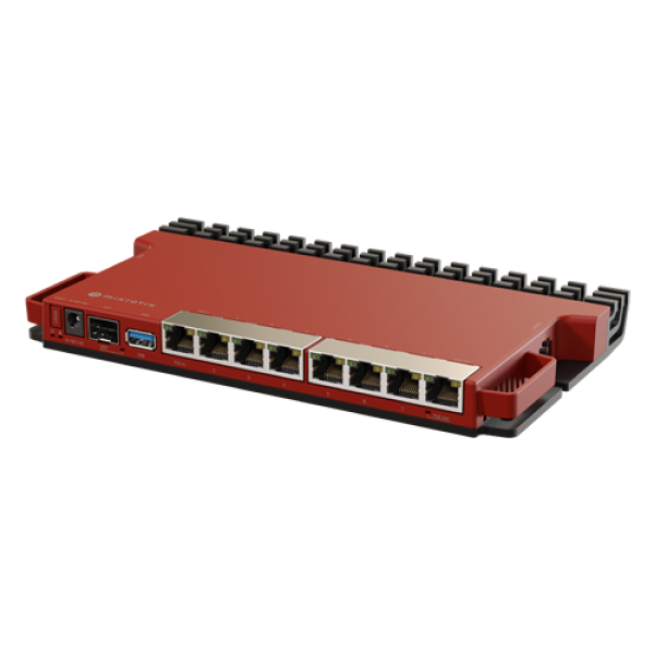 Router 8 porturi Gigabit, 1 port PoE IN, 1 port PoE Out, SFP 2.5G, NAND, USB, 1U - MikroTik L009UiGS-RM