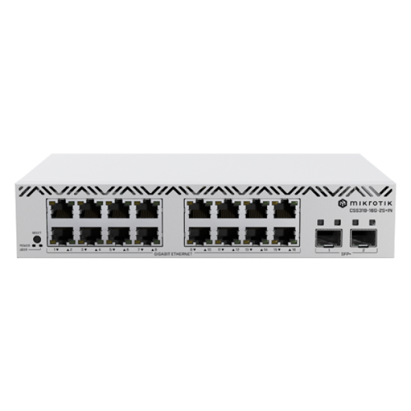 Cloud Smart Switch, 16 x Gigabit, 2 x SFP+ 10Gbps, 1U - Mikrotik CSS318-16G-2S+IN Cloud Smart Switch, 16 x Gigabit, 2 x SFP+ 10Gbps, 1U - Mikrotik CSS318-16G-2S+IN