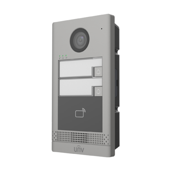 Post exterior videointerfon TCP/IP pentru 2 familii, IR, IK08 - UNV OEU-202S-HMK2