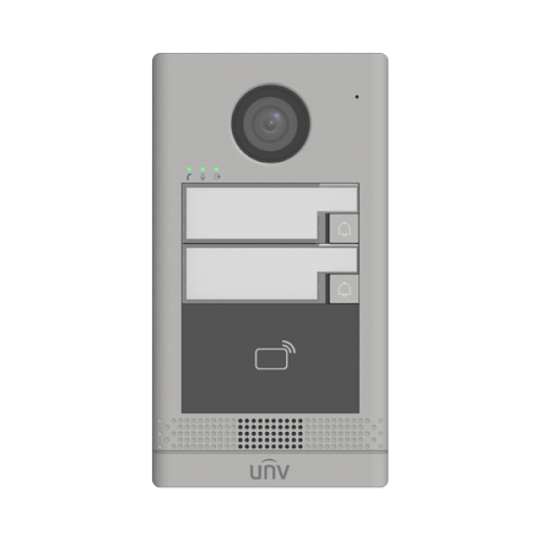 Post exterior videointerfon TCP/IP pentru 2 familii, IR, IK08 - UNV OEU-202S-HMK2