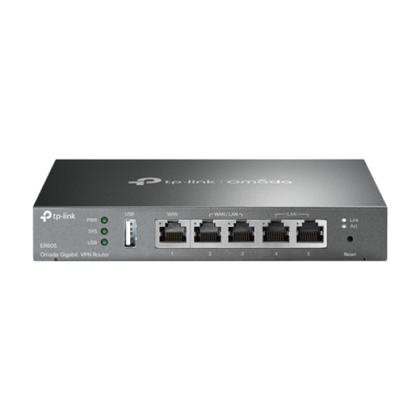 Router VPN Gigabit 1 x RJ45 WAN, 2 x RJ45 LAN/WAN, 2 x RJ45 LAN, 1 x USB - TP-Link Omada ER605 Router VPN Gigabit 1 x RJ45 WAN, 2 x RJ45 LAN/WAN, 2 x RJ45 LAN, 1 x USB - TP-Link Omada ER605