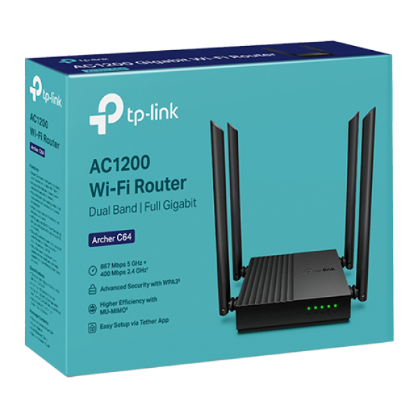 Router Wireless TP-Link Archer C64 AC1200 Tehnologie MU-MIMO si Beamforming ArcherC64 Router Wireless TP-Link Archer C64 AC1200 Tehnologie MU-MIMO si Beamforming ArcherC64