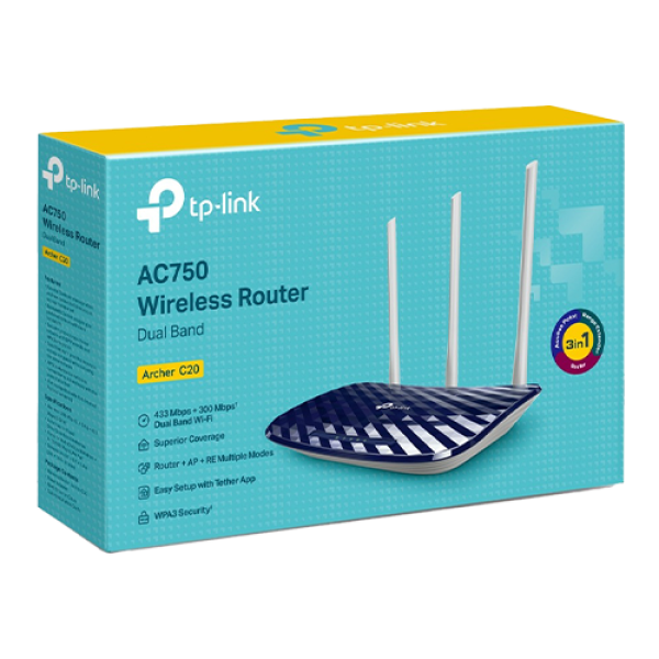 Router wireless AC750 TP-Link Archer C20, Dual Band ArcherC20 Router wireless AC750 TP-Link Archer C20, Dual Band ArcherC20