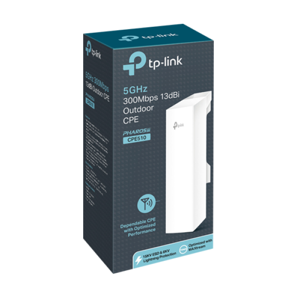 Access Point Bridge, Wi-Fi 4, 5GHz, 13 dBi, 15 km, 1 x RJ45 10/100 Mbps, PoE pasiv - TP-Link CPE510