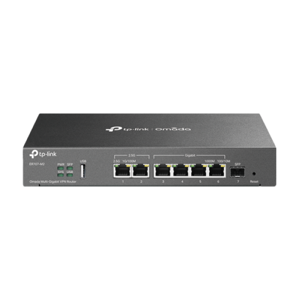 Router VPN, 2 x RJ45 2.5G, 1 x SFP Gigabit, 4 x RJ45 Gigabit, 1 x USB, 1U - TP-Link Omada ER707-M2