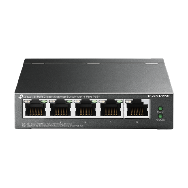 Switch 4 porturi PoE Gigabit, 1 port RJ45 Gigabit, Unmanaged - TP-Link TL-SG1005P Switch 4 porturi PoE Gigabit, 1 port RJ45 Gigabit, Unmanaged - TP-Link TL-SG1005P