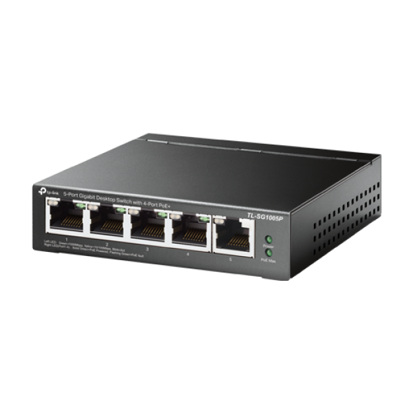 Switch 4 porturi PoE Gigabit, 1 port RJ45 Gigabit, Unmanaged - TP-Link TL-SG1005P Switch 4 porturi PoE Gigabit, 1 port RJ45 Gigabit, Unmanaged - TP-Link TL-SG1005P
