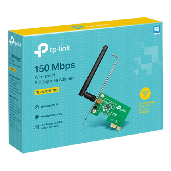 Placa de retea Wi-Fi 4, 2.4 Ghz, 150Mbps, 2dBi, PCI Express - TP-LINK TL-WN781ND
