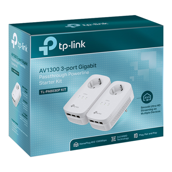 Starter kit Powerline TP-LINK TL-PA8010PKIT AV1300/AV2000 3 Passthrough - TP-LINK TL-PA8030PKIT Starter kit Powerline TP-LINK TL-PA8010PKIT AV1300/AV2000 3 Passthrough - TP-LINK TL-PA8030PKIT