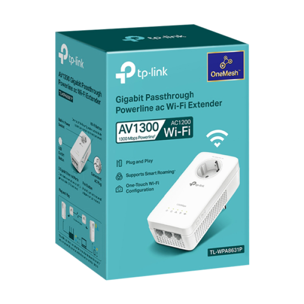 Powerline AV1300, Passthrough, Wi-Fi 5, AC1200 Dual-Band, 3 x RJ45 Gigabit - TP-Link TL-WPA8631P