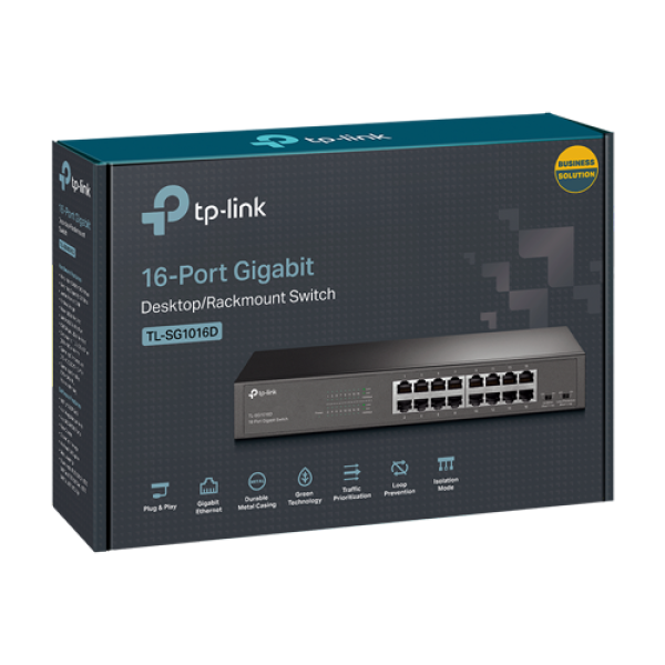 Switch 16 porturi RJ45 Gigabit, Unmanaged, 1U - TP-Link TL-SG1016D
