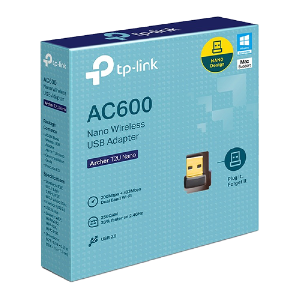 Adaptor wireless TP-Link Archer T2U Nano, AC600, Dual-Band, Nano ArcherT2UNano Adaptor wireless TP-Link Archer T2U Nano, AC600, Dual-Band, Nano ArcherT2UNano