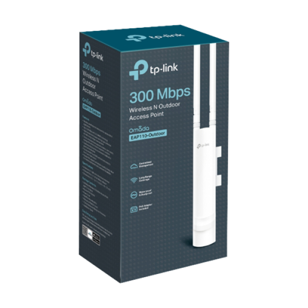 Access Point exterior, Wi-Fi 4, 300 Mbps, 3 dBi, 1 x RJ45 10/100 Mbps, PoE pasiv - TP-Link Omada EAP110-Outdoor Access Point exterior, Wi-Fi 4, 300 Mbps, 3 dBi, 1 x RJ45 10/100 Mbps, PoE pasiv - TP-Link Omada EAP110-Outdoor