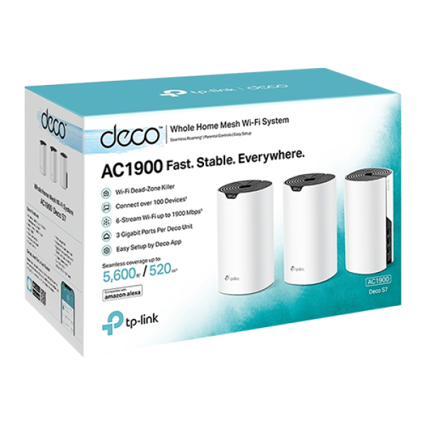 Sistem Mesh Wi-Fi TP-Link Deco S7(pachet de 3), AC1900, Dual-Band, 3x3 MU-MIMO DecoS7(3-pack) Sistem Mesh Wi-Fi TP-Link Deco S7(pachet de 3), AC1900, Dual-Band, 3x3 MU-MIMO DecoS7(3-pack)