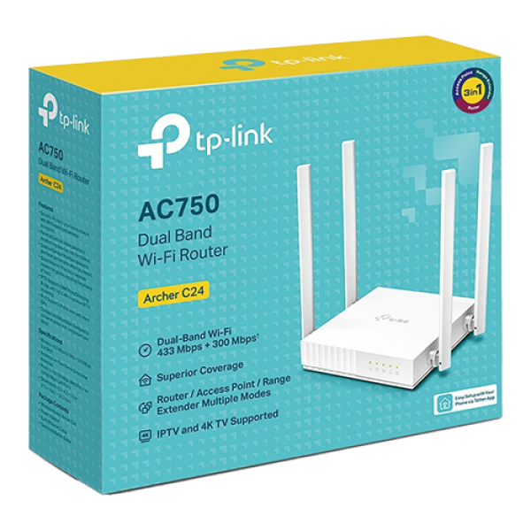 Router Wireless TP-Link Archer C24, AC750, Dual Band ArcherC24