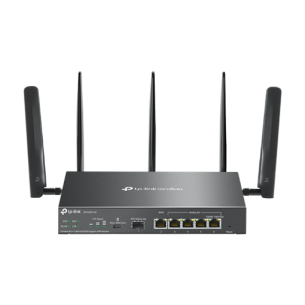 Router 4G+, Wi-Fi 6, AX3000, Nano SIM, 1 x SFP Gigabit, 5 x RJ45 Gigabit - TP-Link Omada ER706W-4G Router 4G+, Wi-Fi 6, AX3000, Nano SIM, 1 x SFP Gigabit, 5 x RJ45 Gigabit - TP-Link Omada ER706W-4G