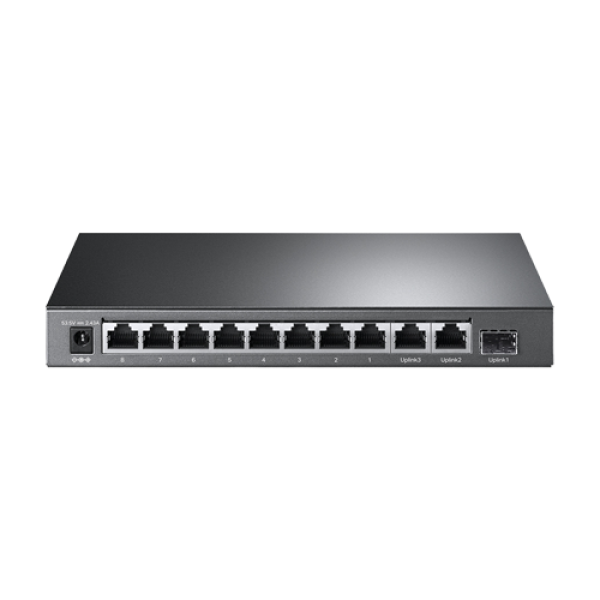 Switch 8 x RJ45 10/100 Mbps PoE, 2 x RJ45 1G, 1 x SFP 1G, Buget PoE 124W, Unmanaged - TP-Link TL-SL1311MP