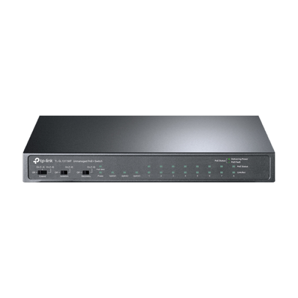 Switch 8 x RJ45 10/100 Mbps PoE, 2 x RJ45 1G, 1 x SFP 1G, Buget PoE 124W, Unmanaged - TP-Link TL-SL1311MP