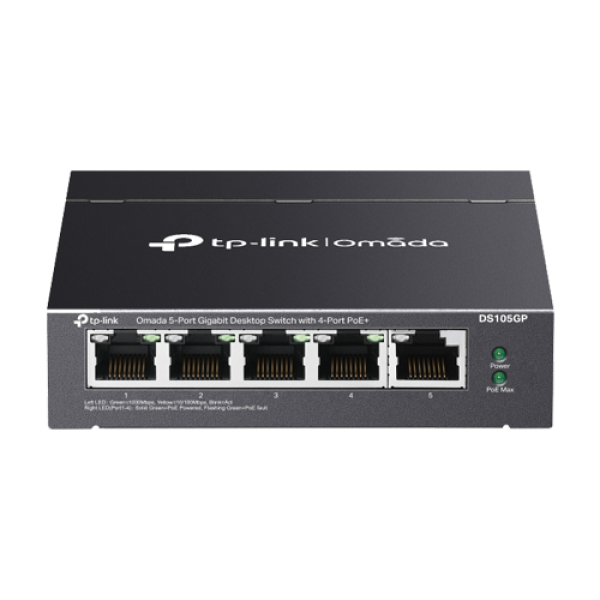 Switch 4 x RJ45 Gigabit PoE, 1 x RJ45 1G, Buget PoE 65W, Unanaged - TP-Link Omada DS105GP Switch 4 x RJ45 Gigabit PoE, 1 x RJ45 1G, Buget PoE 65W, Unanaged - TP-Link Omada DS105GP