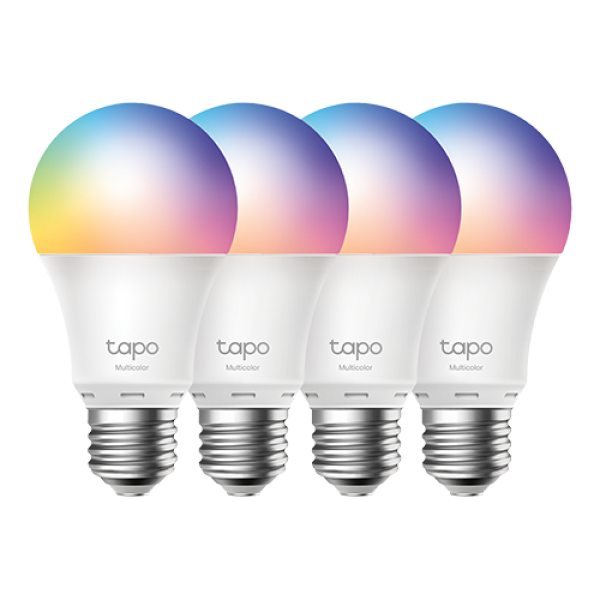Set 4 becuri smart Wi-Fi, RGB, intensitate ajustabila, 2700-6500K, 806 lm, E27 - TP-Link Tapo TapoL530E(4-pack) Set 4 becuri smart Wi-Fi, RGB, intensitate ajustabila, 2700-6500K, 806 lm, E27 - TP-Link Tapo TapoL530E(4-pack)