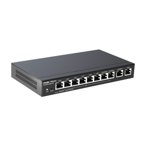 Router 8 x RJ45 1G PoE, 2 x RJ45 1G, Buget PoE 110W, Multi-WAN, Cloud Management - Ruijie RG-EG310GH-P-E Router 8 x RJ45 1G PoE, 2 x RJ45 1G, Buget PoE 110W, Multi-WAN, Cloud Management - Ruijie RG-EG310GH-P-E