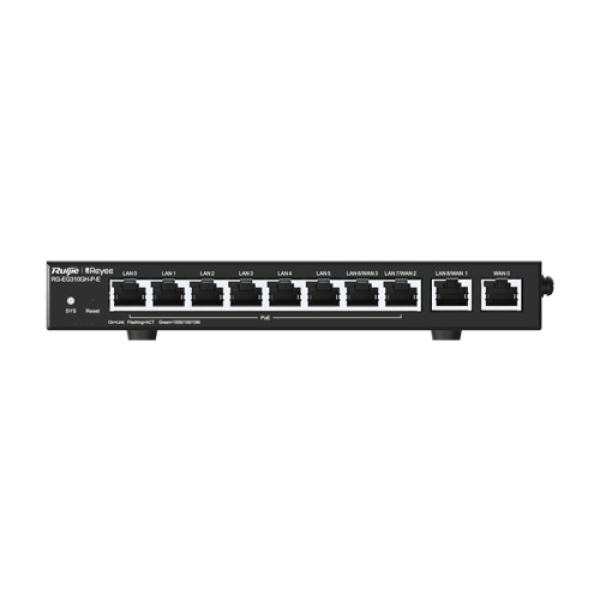 Router 8 x RJ45 1G PoE, 2 x RJ45 1G, Buget PoE 110W, Multi-WAN, Cloud Management - Ruijie RG-EG310GH-P-E Router 8 x RJ45 1G PoE, 2 x RJ45 1G, Buget PoE 110W, Multi-WAN, Cloud Management - Ruijie RG-EG310GH-P-E
