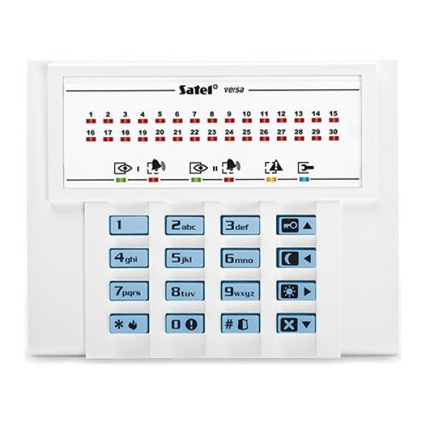 Tastatura alarma Satel VERSA-LED-BL, Afisaj LED, Compatibila VERSA, Alb/albastru Tastatura alarma Satel VERSA-LED-BL, Afisaj LED, Compatibila VERSA, Alb/albastru