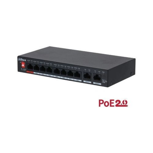 Switch Dahua PFS3010-8GT-96-V2 PoE 8 porturi, 2 RJ-45 Uplink, All Gigabit, 96W Switch Dahua PFS3010-8GT-96-V2 PoE 8 porturi, 2 RJ-45 Uplink, All Gigabit, 96W